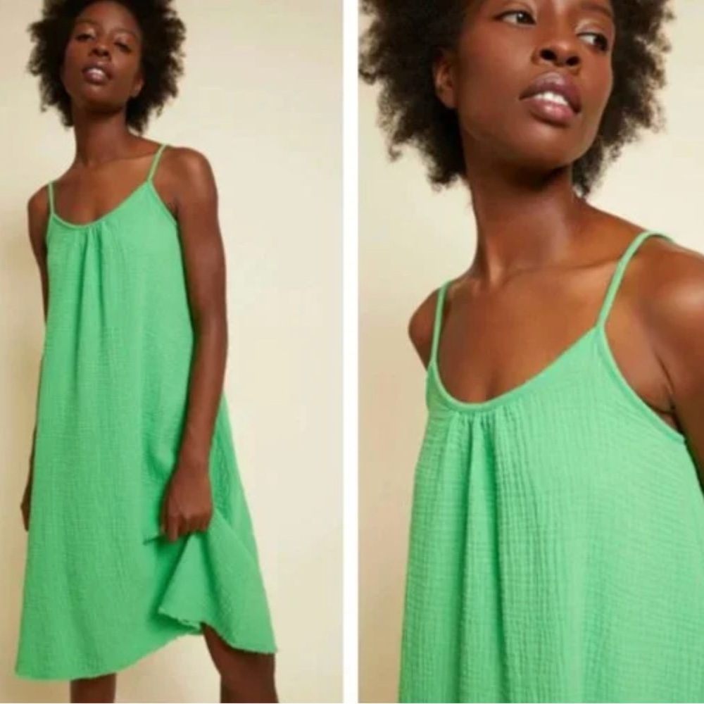 Nation LTD Adele Gauzy Relaxed Fit A Line Midi Dress in Kelly Green Size S